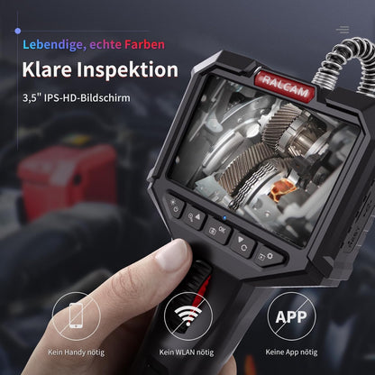 Ralcam Endoscoopcamera met licht, endoscoop, 6,2 mm, inspectiecamera, 3,5 inch, HD, 720P, buiscamera, camera's met 6 leds, IP67 waterdicht, 2 m halfharde kabel, telescopische camera, autogereedschap