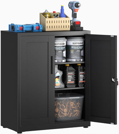 OSC211B01HI archiefkast, afsluitbare garagekast, 3 niveaus, zwart