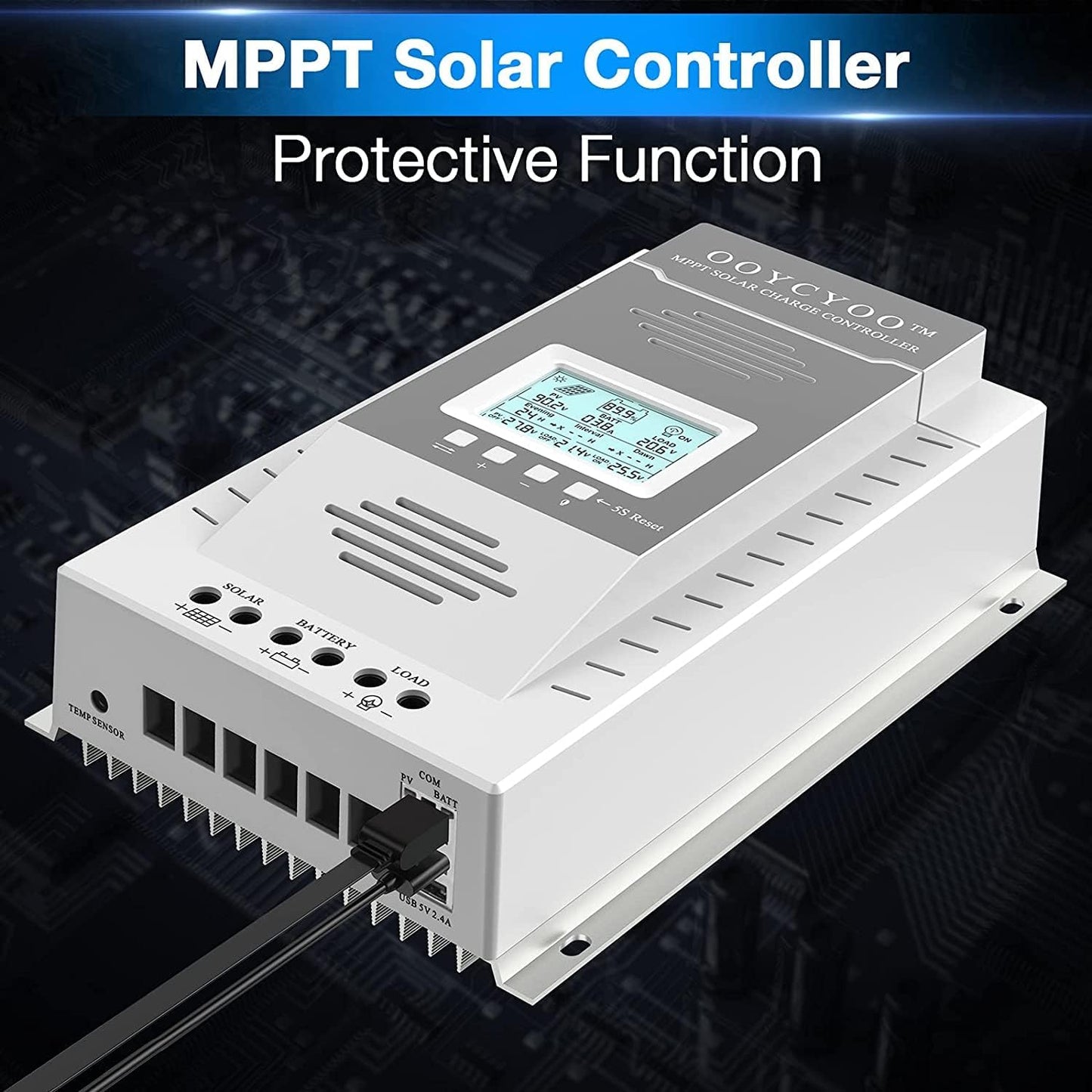 100A Solar Charge Controller MPPT Solar Charge Controller 12V 24V DC 100V Automatische Identificatie, 99% laadefficiëntie Solar Controller voor lithium / GEL / Flooded batterij (+LCD485)