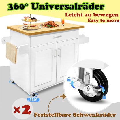 Keukentrolley – Mobiele Keukenwagen – Keukenkast – Serveerwagen – Keukenkar – Extra Opbergruimte – Duurzaam MDF – 115x36x90 cm