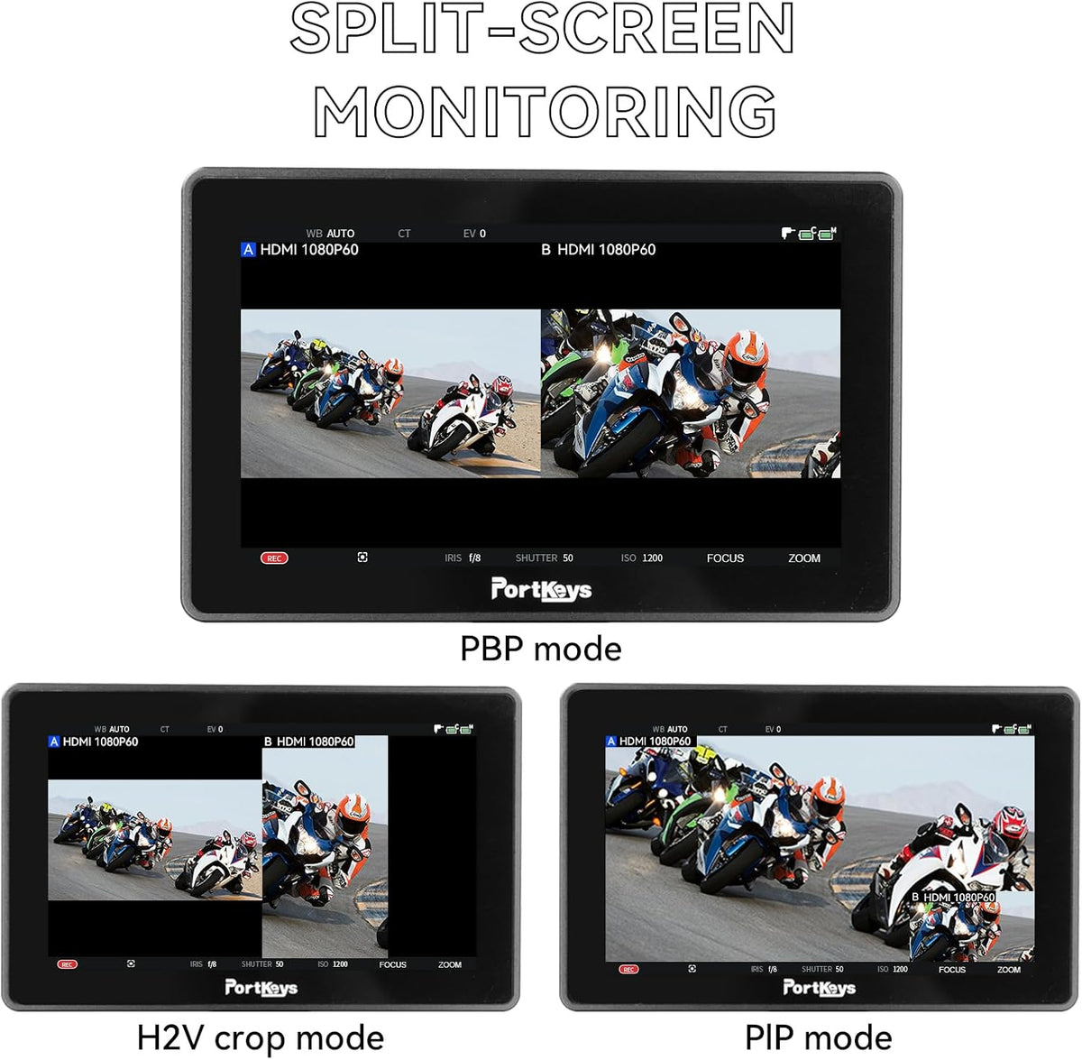 Portkeys BM5IV camera monitor 5,5 inch 2000nit camera control monitor 4K HDMI in/out SDI ondersteuning, kabelbesturing voor A7III A7IV A7SIII FX3 ZV-1 EOS R5 R6 C300 C200 GH6 S5, aluminium behuizing