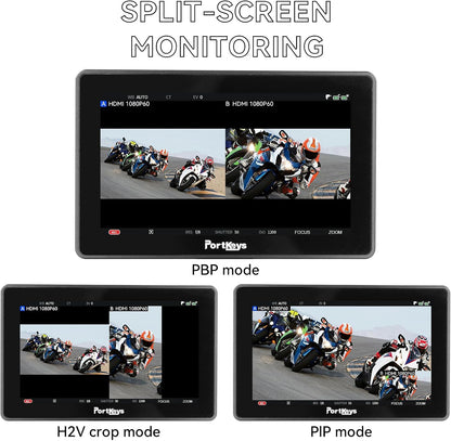 Portkeys BM5IV camera monitor 5,5 inch 2000nit camera control monitor 4K HDMI in/out SDI ondersteuning, kabelbesturing voor A7III A7IV A7SIII FX3 ZV-1 EOS R5 R6 C300 C200 GH6 S5, aluminium behuizing