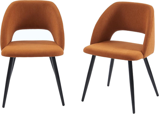 BAÏTA Set van 2 stoelen vintage corduroy Terracota metalen poten zwart