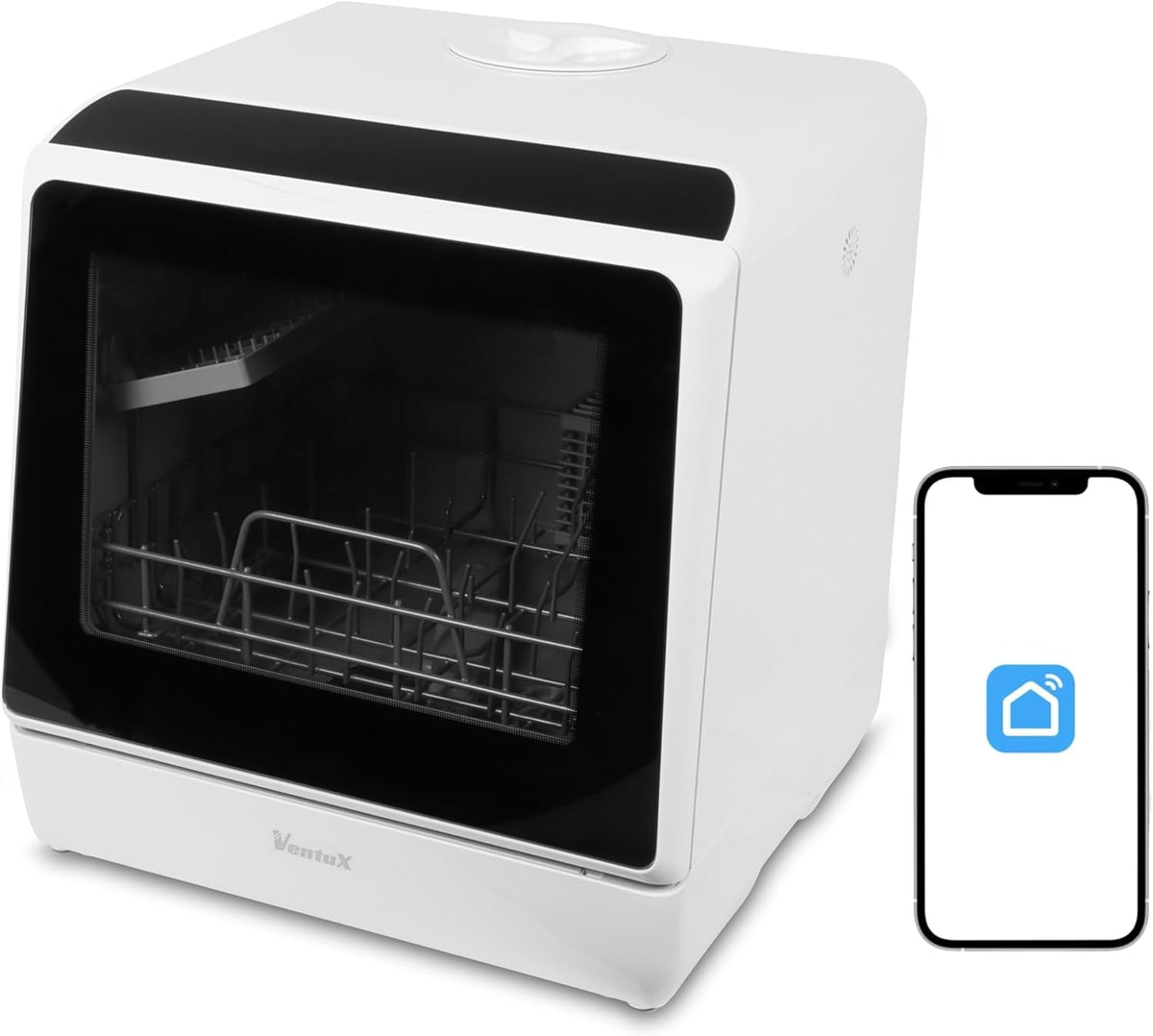 Mini Dishwasher with App Control – Portable Countertop Dishwasher for Kitchen, Camping & Apartments – Compact Table Top Dishwasher with 8 Programs, Energy Efficient