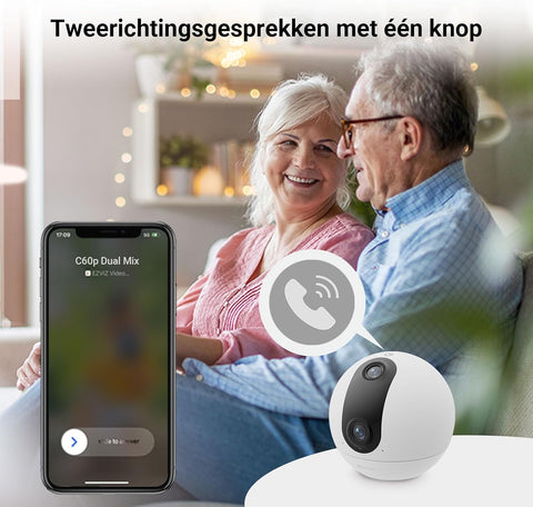 Beveiligingscamera - WiFi-bewakingscamera - Camerabewaking - met 360° - Dubbele Lens - 3MP+3MP - Automatische Tracking - Persoons - Dierdetectie - Tweewegaudio - 10m Nachtzicht Patrouille - Privacymodus - WiFi 6 - voor Binnen - Wit