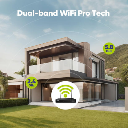 SANNCE 8CH 5MP Super HD draadloze camera beveiligingssysteem NVR WiFi H.264+ 8 WiFi 3MP Outdoor Surveillance Bewakingsdetectie Afstandstoegang via app HDD 2TB