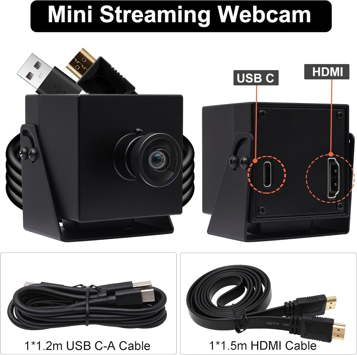 SVPRO 4K Webcam USB HDMI Dual Output voor Computer/Monitor/Projecter/TV, Groothoek USB Camera Vervormingsvrije Streaming Webcam H.265 H.264 USB Beveiligingscamera CCTV Camera 8MP