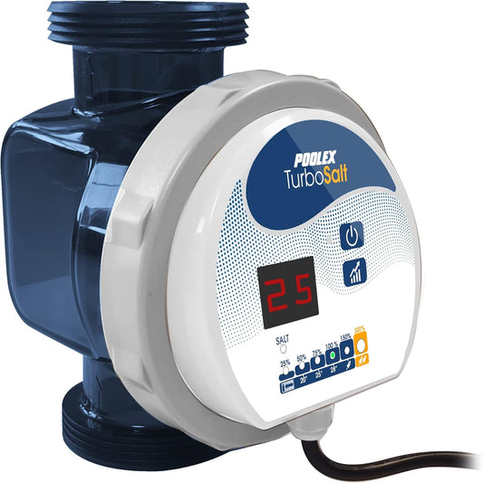 POOLEX - Turbo Salt - Compacte Elektrolyseur voor Zwembad - Geschikt voor alle soorten filters - Natuurlijke Waterbehandeling - Tot 10 m3 - Automatisch Onderhoud - 4 Bedrijfsmodi - Model 400