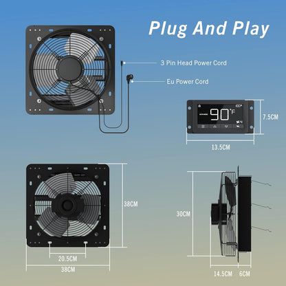 Afvoerventilator 300 Mm – Afzuigventilator – Wandventilator – Buisventilator – Raamventilator – Wifi-App Bediening – 1630 M³/U En 10 Snelheidsstanden