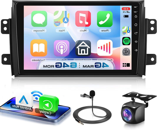 4G+64G Car Radio Android 15 for Suzuki SX4 2006-2013 Fiat Sedici 2005-2014, 9 Inch HD Touch Screen Car Radio with Wireless Carplay Android Car GPS Wi-Fi Bluetooth FM RDS Rear View Camera - QUORE