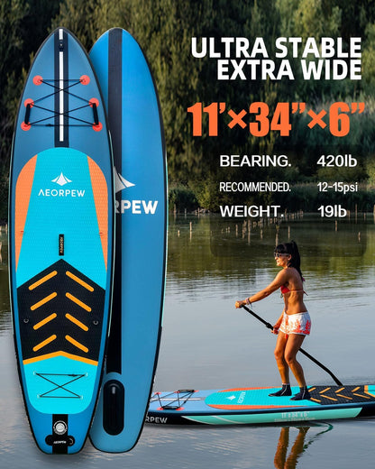 Opblaasbare paddleboards voor volwassenen, 86 cm breed, stand-up paddleboard, versterking op wedstrijdniveau, met alle premium SUP-boardaccessoires voor volwassenen en jongeren van alle
