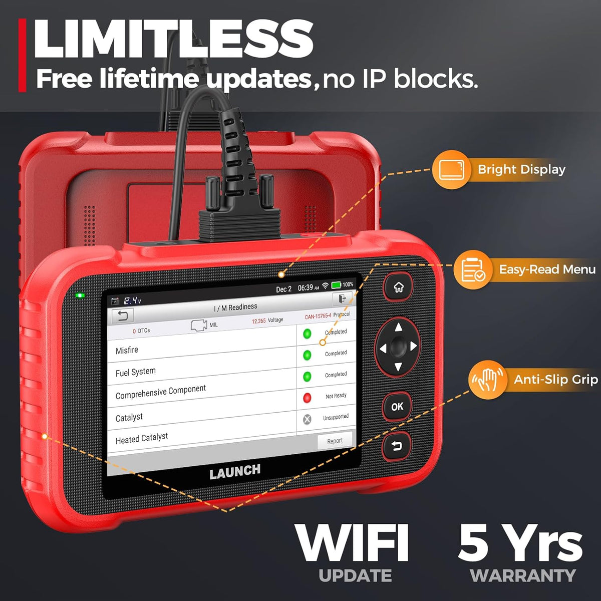 OBD2 Scanner – Diagnosetool – Foutcode Lezer – Auto Scanner – Truck Scanner – 7 Resetfuncties – Gratis Levenslange Updates