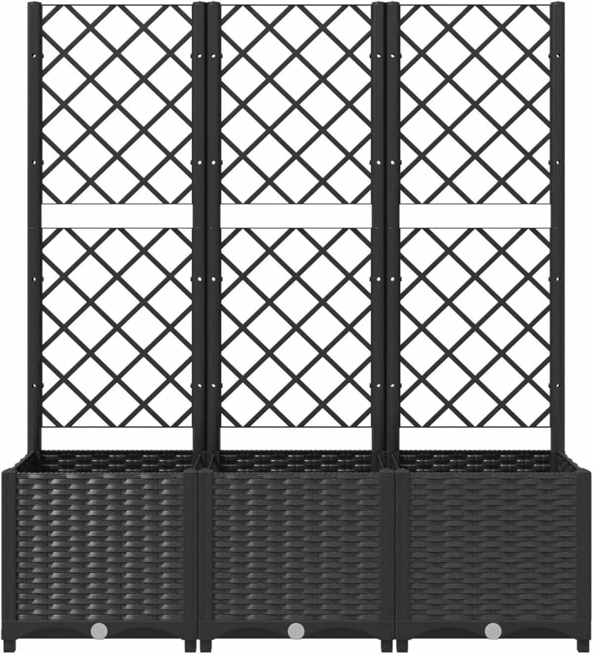 Gecheer Planter with trellis garden fence frost and UV resistant trellis climbing aid planter flower box flower box black 120x40x136 cm polypropylene - QUORE