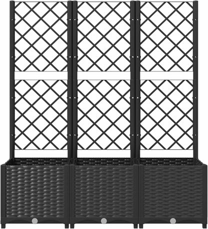 Gecheer Planter with trellis garden fence frost and UV resistant trellis climbing aid planter flower box flower box black 120x40x136 cm polypropylene - QUORE