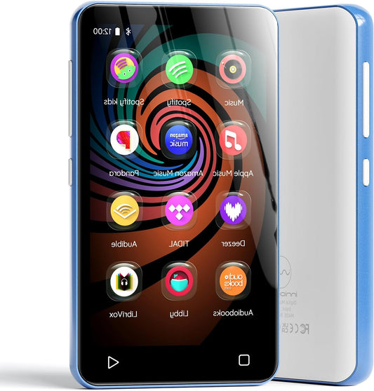 innioasis Music Player with Spotify, Pandora, Amazon Music, 4 Inch Touch Screen Android MP4 MP3 Player for Kids with Libby Audible Audiobook (White-Blue) - QUORE