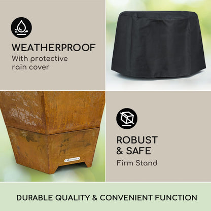 Blumfeldt Vuurschaal met grillrooster, outdoor stalen rooster, groot voor balkon en camping, mobiele vuurschaal 60 cm, weerbestendige zeshoekige plaats