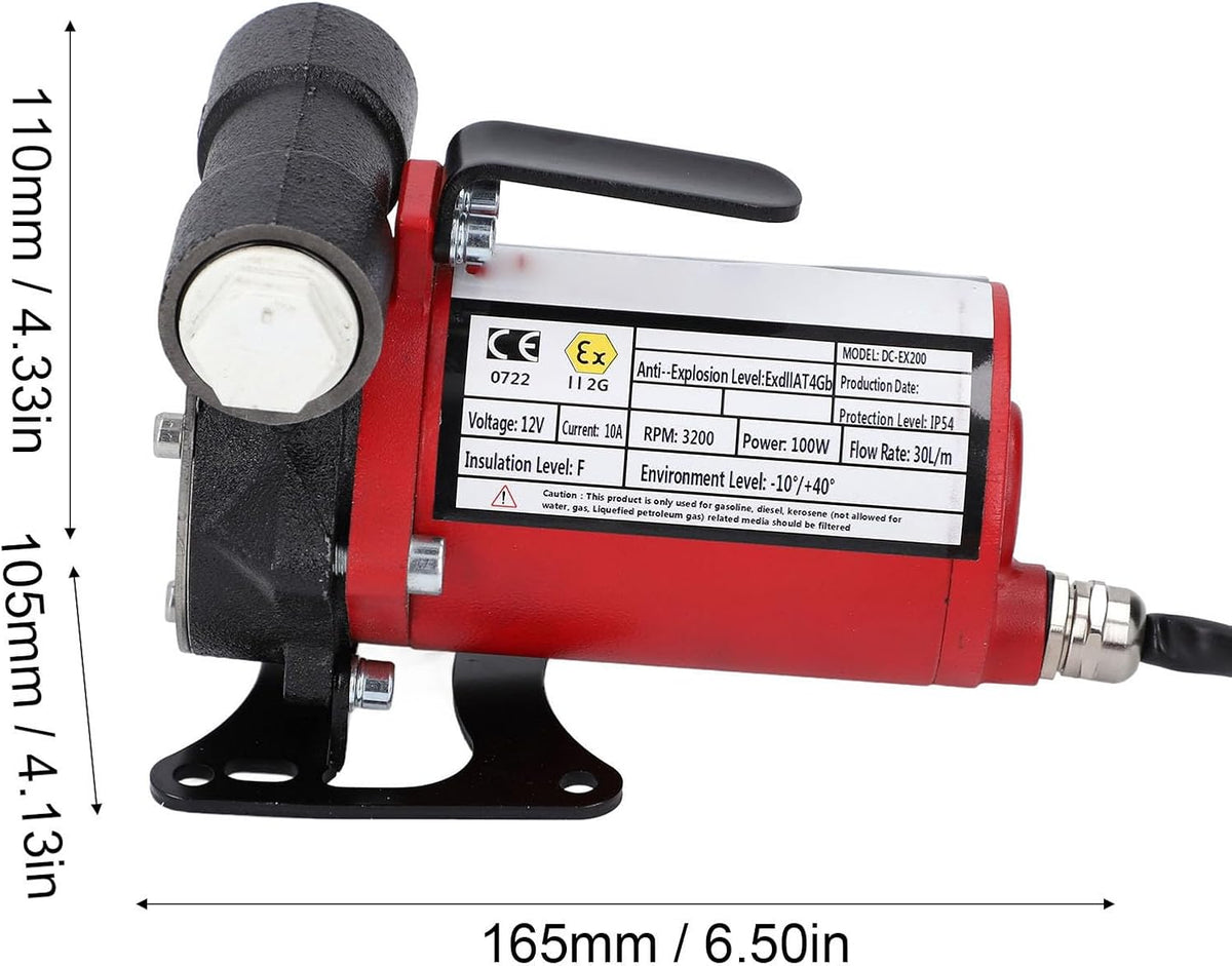 12V Zelfaanzuigende Benzine-Overdrachtpomp – Brandstofoverdrachtpomp – Oliepomp – Benzinepomp – Transferpomp – 30 L/Min – BSP 3/4-Aansluiting