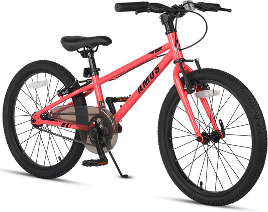 Glerc Amos Kinderfiets, 16, 20 inch, 6, 7, 8, 9 jaar, jongens, meisjes, tieners, fiets met dubbele handrem en zijstandaard, 6 versnellingen, verschillende kleuren