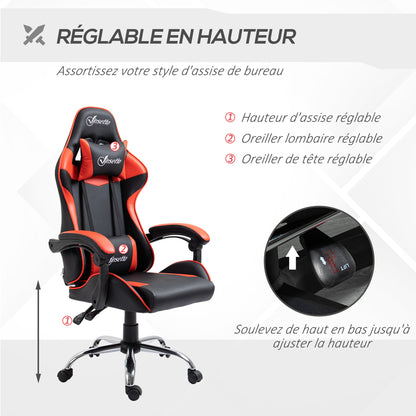 Gamingstoel – Bureaustoel – Gamerstoel – Office Chair – Werkstoel – Verstelbare Hoogte – Ergonomische Hoofdsteun – Zwart