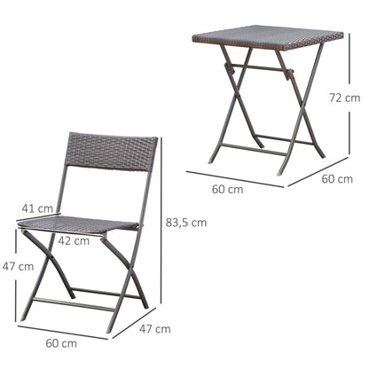 Bistroset – Tuinset – Balkonset – Tuinmeubel – Buitenmeubel – Inklapbaar – Zwart Metalen Frame Met Gevlochten Resin