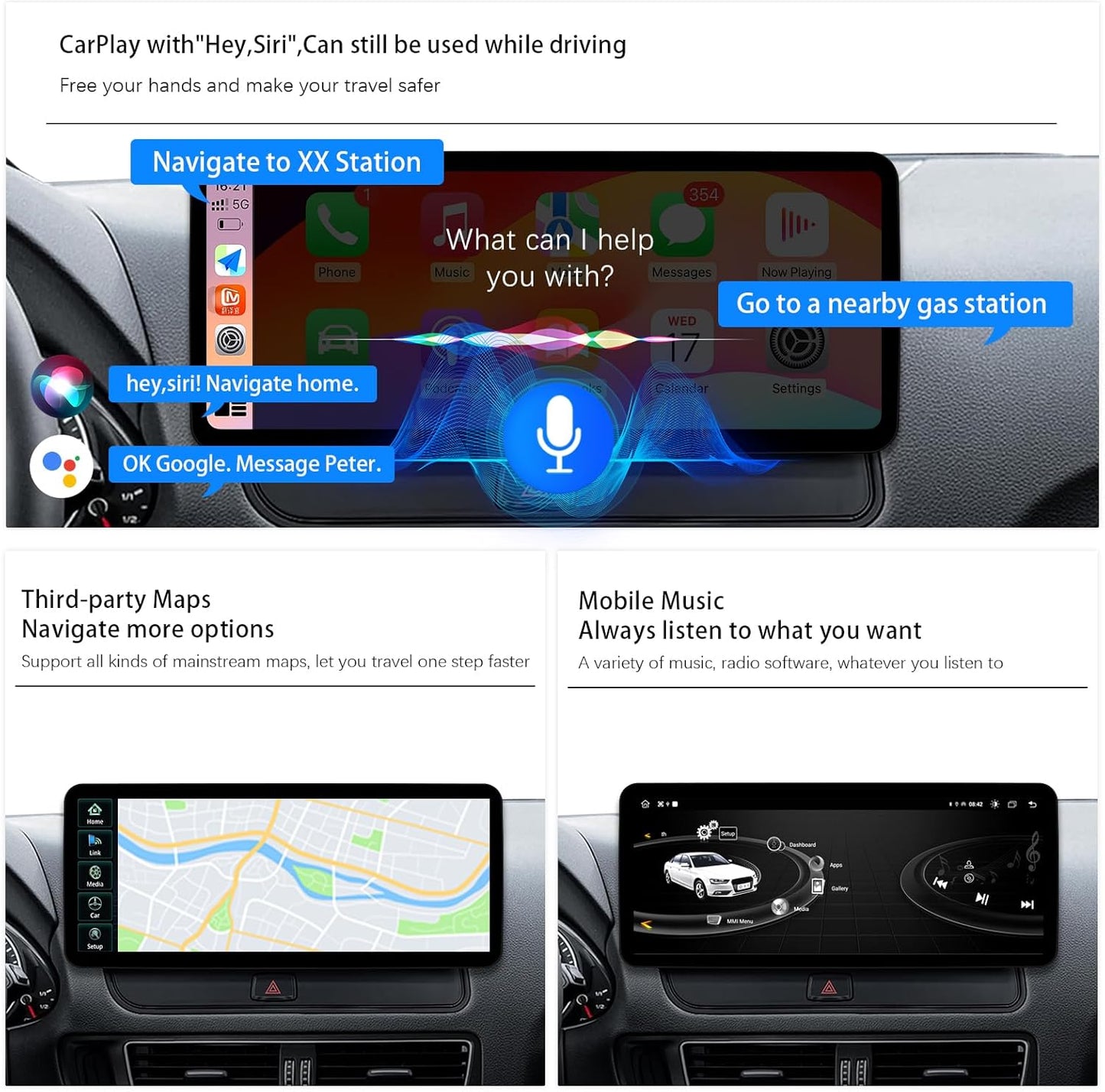 Autostereo – Autoradio – Multimedia Speler – Car Radio – Navigatiesysteem – 12,3 Inch Touchscreen – CarPlay & Android Auto – Bluetooth – Linux Systeem