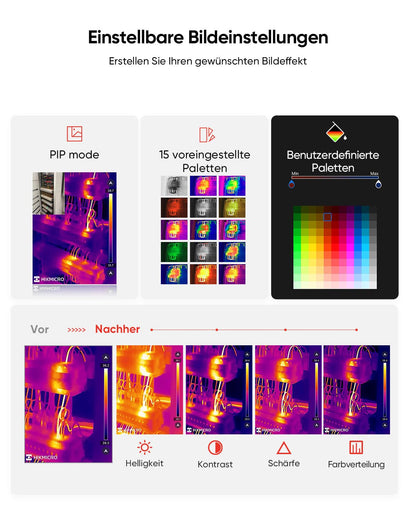 Warmtebeeldcamera HIKMICRO Mini2 V2, 512x384 SuperIR resolutie, <40mK, 25Hz, iOS/Android, 50° groothoek, infrarood camera ondersteunt iPhone 15/16, USB-C/Lightning-aansluiting (adapter inbegrepen)