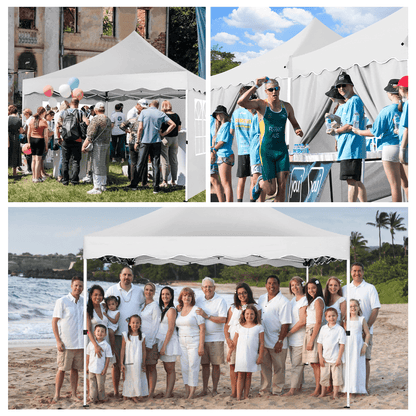 3.05x3.05meter Pop Up Awning With 4 Side Walls, Sun Protection Awning Tent, Thickened Frame, Easy Pop Up Awning For Large Space, Comes With Carrying Bag And Spare Parts, Outdoor Awning For Wedding, Beach, Party, Patio