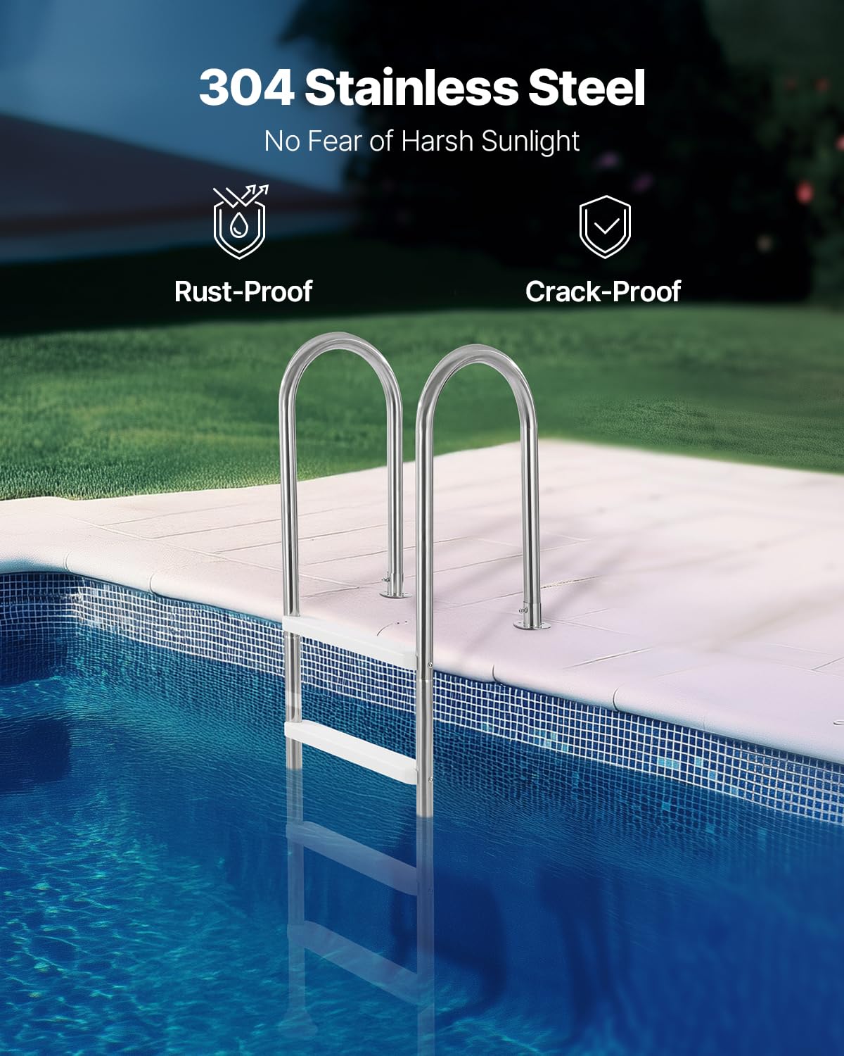 <font dir="auto" style="vertical-align: inherit;"><font dir="auto" style="vertical-align: inherit;">        VEVOR Swimming Pool Ladder, 4-Step Double Handrails, Steps with Non-Slip Heavy-Duty Treads, Stainless Steel, 120kg Load Capacity, for 54 in-ground