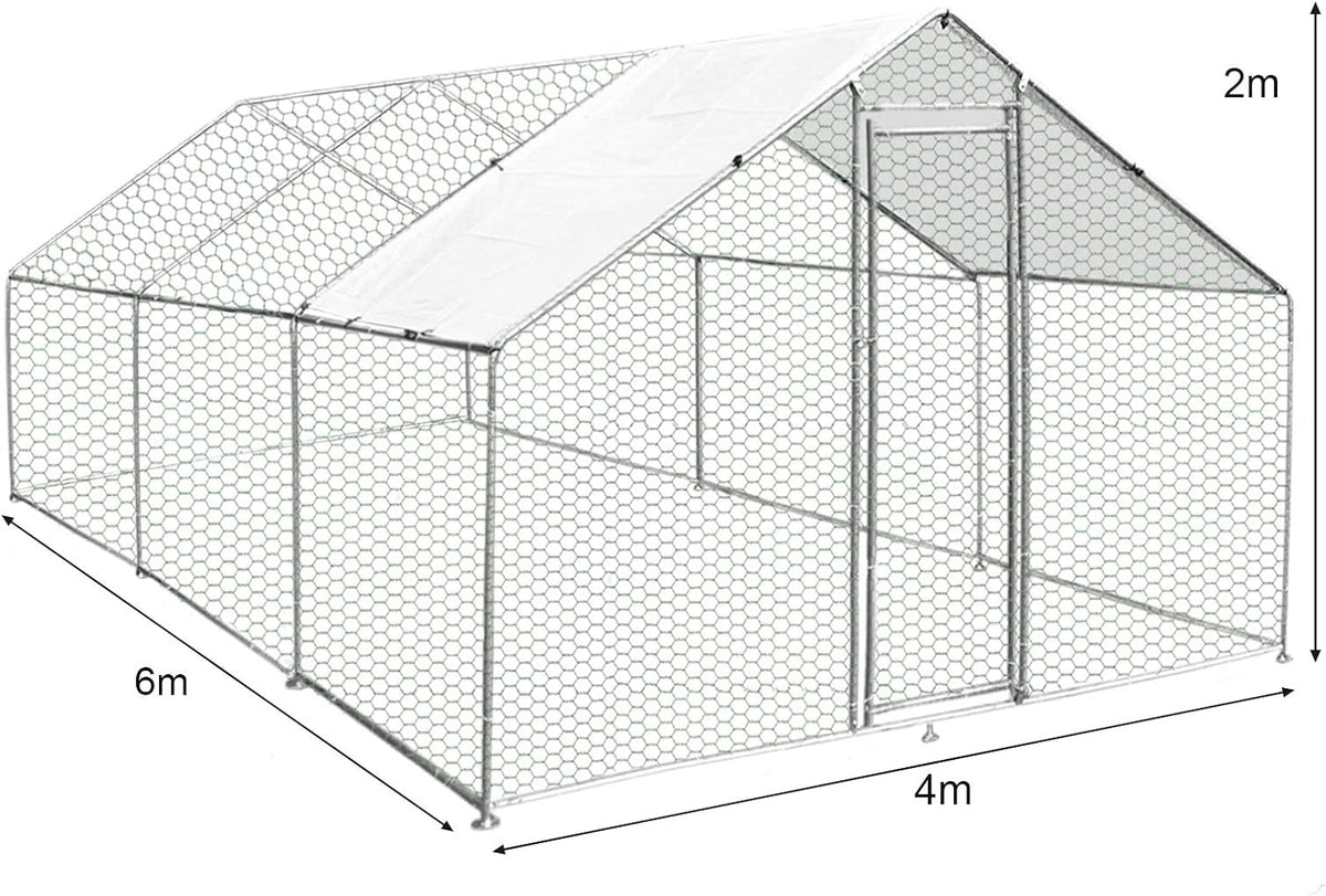 Freestanding Chicken coop Chicken coop Chicken enclosure 4m x 6m x 2m Free roof covers and feeding scoop - QUORE