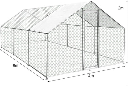 Freestanding Chicken coop Chicken coop Chicken enclosure 4m x 6m x 2m Free roof covers and feeding scoop - QUORE