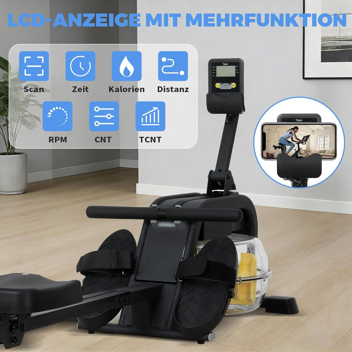 Home Rowing Machine, Foldable Home Rower with 16 Resistance Levels, Training Data, Space Saving and Quiet - QUORE