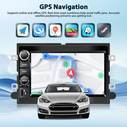 Android 15 Double DIN Car Stereo met GPS 7 inch HD Touchscreen Bluetooth WiFi FM RDS Radio Mirror Link Ondersteuning Achtercamera voor Ford F-150
