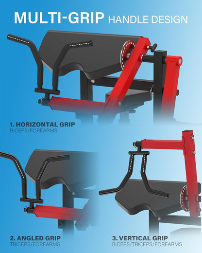 HVO Biceps en Triceps bank: 2-in-1 Verstelbaar Trainingsapparaat voor Biceps Curls en Triceps Extensions – Preacher Curl Bank voor Thuis – Rood