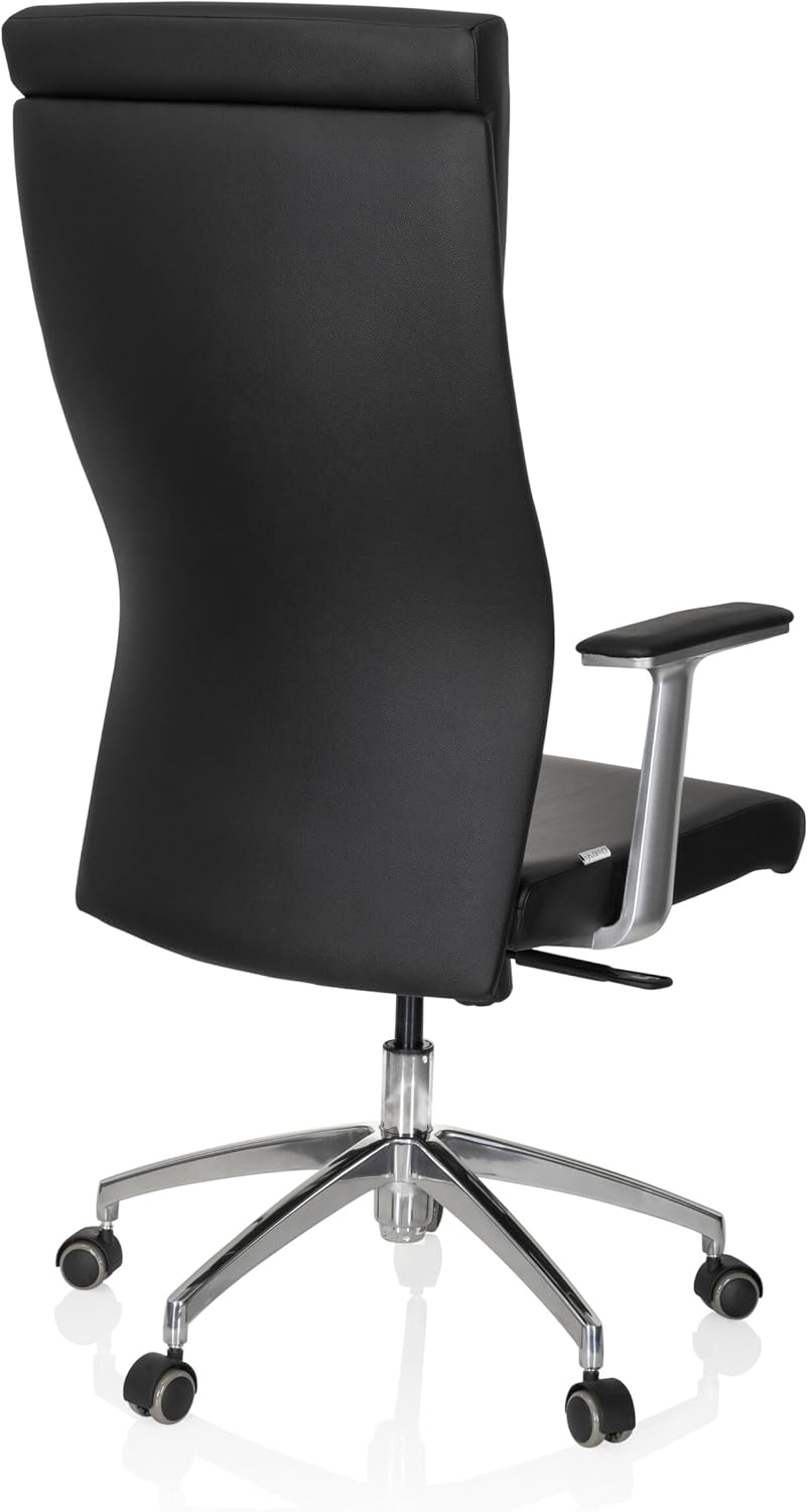 hjh OFFICE 600400 directiestoel MONZA 20 leder zwart bureaustoel bureaustoel bekleed hoge rugleuning