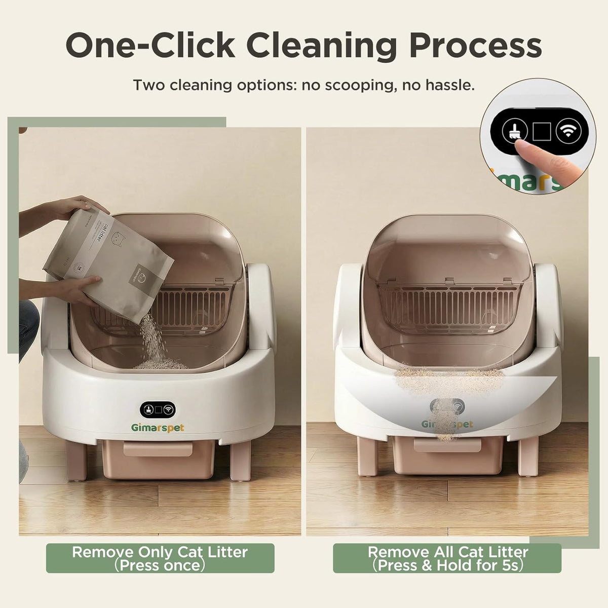 Gimars Open Top Design Zelfreinigende Kattenbak, Automatische Kattenbak voor Meerdere Katten & Senior Katten, App Control met Veiligheidssensoren, Lage Geur, Inclusief Vuilniszakken & Kattenbak