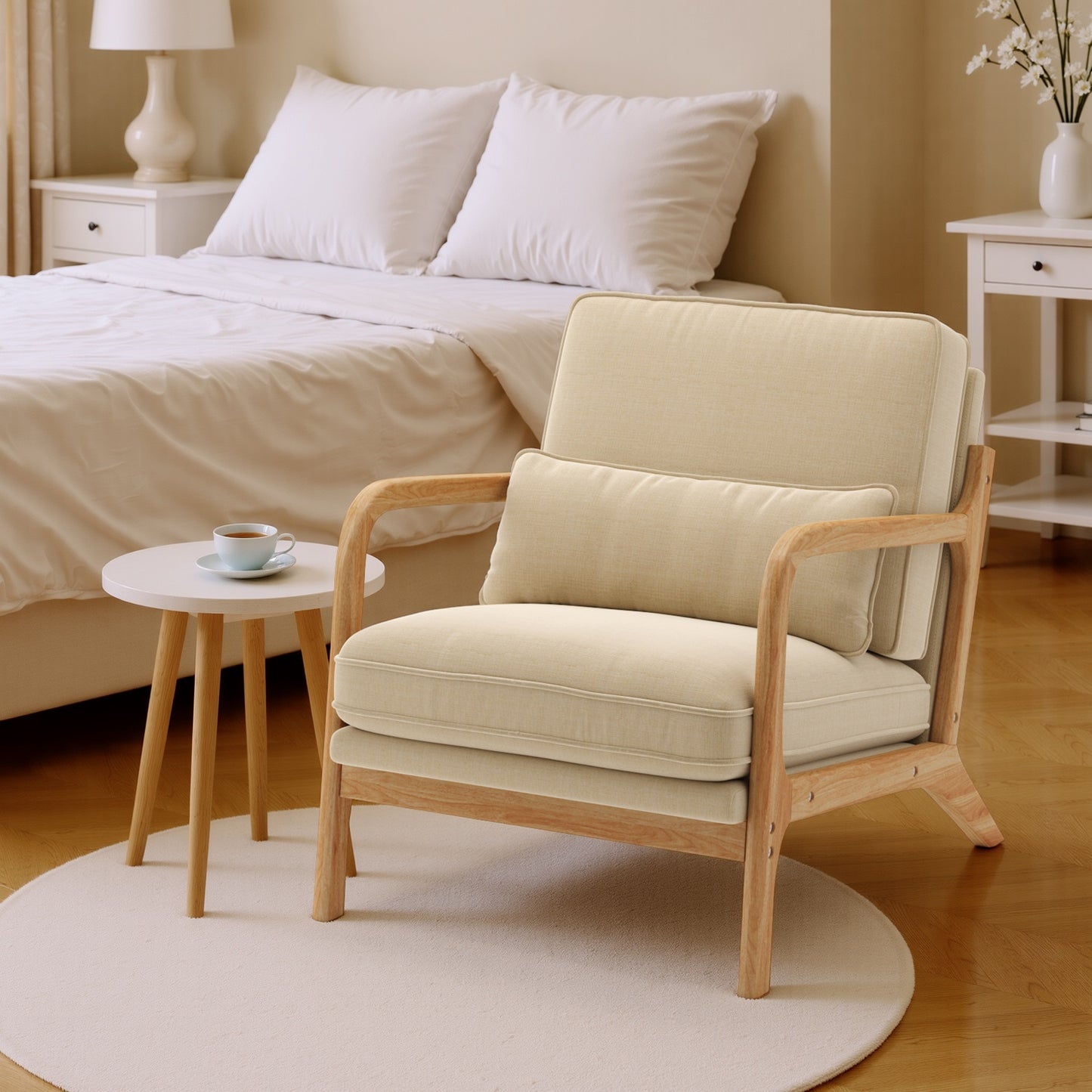 Single Zits Bureaustoel – Fauteuil – Werkstoel – Gaming Stoel – Leunstoel – Zacht Kussen & Gooi Kussen – Massief Houten Frame – Duurzaam & Comfortabel