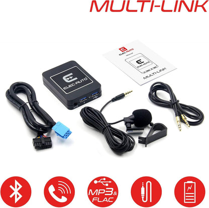 Bluetooth-interface – USB MP3 – hulpstuk voor auto Peugeot, Citroen met ISO-stekker | Handsfree streaming audio | oplader | jackstekker | onzichtbare inbouwbehuizing | radio-accessoires