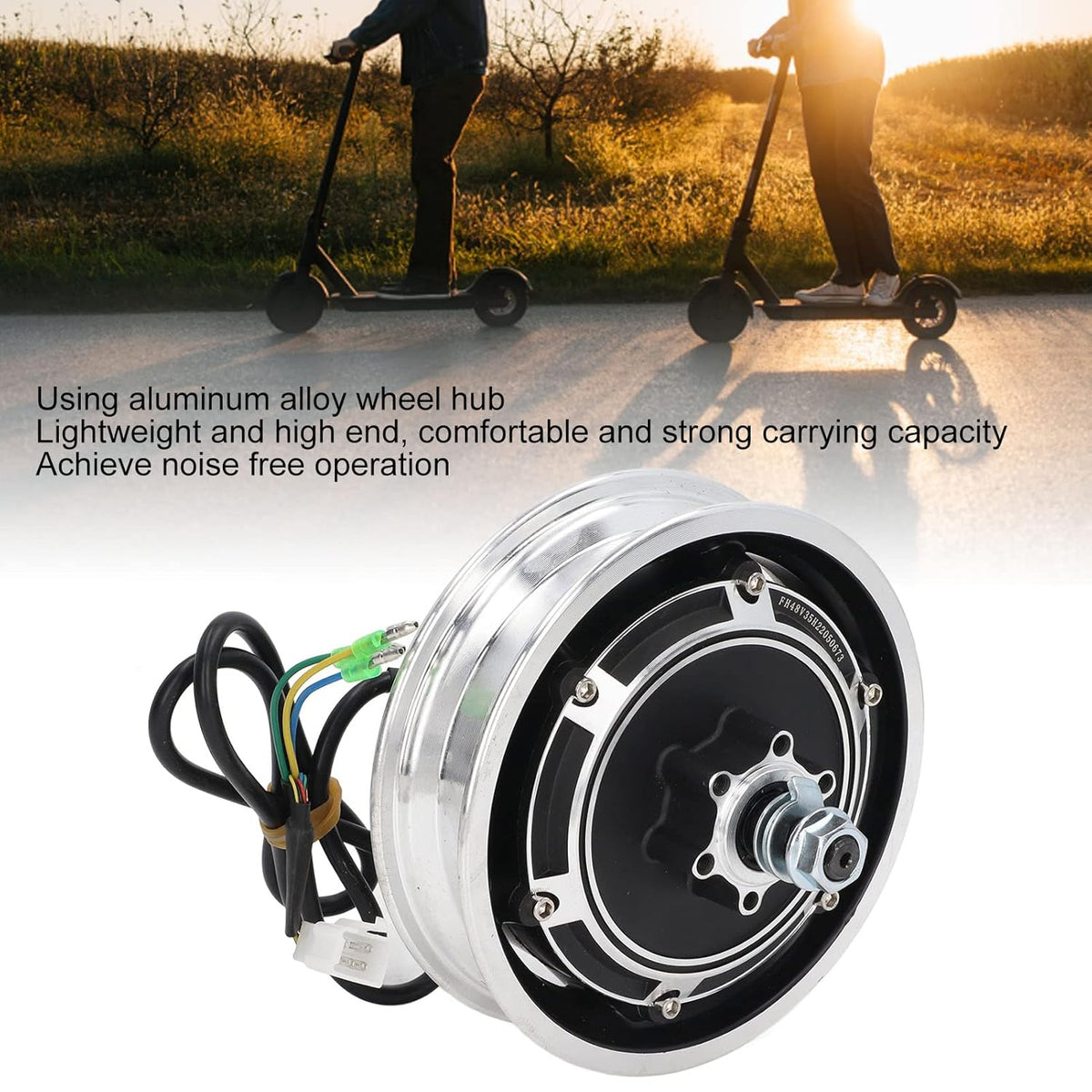 10 Inch Elektrische Scooter Wielnaaf, 48V 1000W Borstelloze Schijfrem Naaf Motor Elektrische Fiets Accessoire