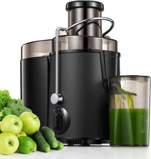 Sapcentrifuge - Slowjuicer - voor Groenten - Fruit - 400W - 65mm Vulopening - 3 Snelheden - Anti-Druppelfunctie - Oververhittingsbeveiliging - RVS - 1.6L - Zwart