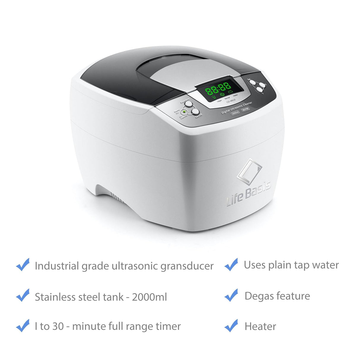 Ultrasone Reiniger – Ultrasoon Schoonmaakapparaat – Ultrasone Bad – Reinigingsapparaat – Sieradenreiniger – 35 Khz Krachtige Frequentie – Verwarming Tot 60°C Met Timer 1-30 Minuten