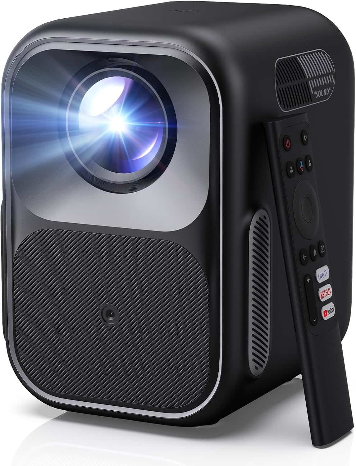 WEMAX Mini Beamer met Google TV & Officieel Netflix - 1080P Full HD Smart Projector (4K Support) - 300 ISO Lumen - Auto Focus & Keystone - Dolby Audio - Draagbare Beamer voor Thuisbioscoop & Gaming