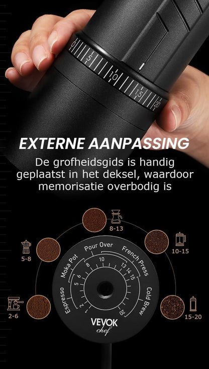 Handmatige Koffiemolen – Koffiemolen – Handkoffiemolen – Koffiebonen Molen – Koffiemaler – 20 Maalstanden – 35 G Capaciteit
