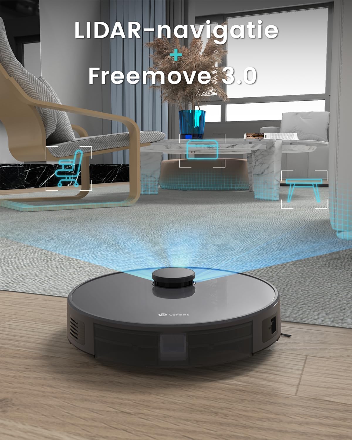 Robotstofzuiger – Robotstofzuiger met dweilfunctie – Automatische stofzuiger – Slimme schoonmaker – Vloerreiniger – 5500 Pa Zuigkracht – LiDAR Navigatie met Virtuele Zones