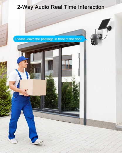 ANRAN 2K HD Bewakingscamera Batterij Buiten Wi-Fi, 360 Graden Draaibare Draadloze Bewakingscamera met Zonnepaneel, PIR Bewegingsdetector met Overstromingslicht, 2-Weg Audio, Nachtzicht, Q01 Grijs