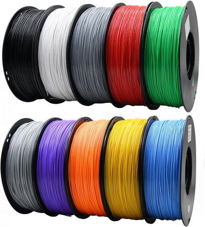 ABS 3D-printerfilament – Filament 3D Printdraad – 3D Printing Draad – Printerdraad ABS – 3D Print Filament Set – 10 Rollen 1,75 mm – Maatnauwkeurigheid +/- 0,03 mm – 1 kg Spoelen Mix Kleuren