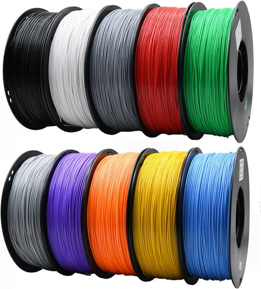 ABS 3D-printerfilament – Filament 3D Printdraad – 3D Printing Draad – Printerdraad ABS – 3D Print Filament Set – 10 Rollen 1,75 mm – Maatnauwkeurigheid +/- 0,03 mm – 1 kg Spoelen Mix Kleuren