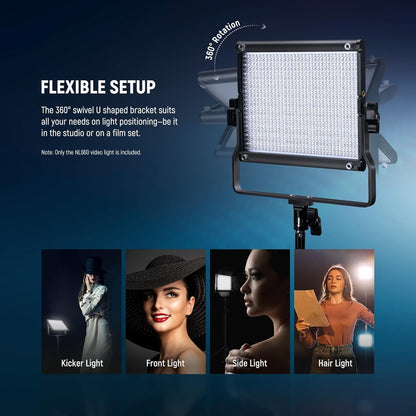 NEEWER Bicolor Barndoors Led-videolamp met statief, professioneel videopaneel, met 660 leds, 3200K-5600K, 3300lx/1m, dimbaar, CRI96+, voor video-opnames, streaming en fotografie, NL660