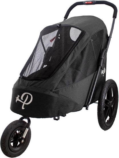 Breeze Black | Luxe hondenfietskar | groot formaat jogger | eenhandig opvouwbaar | luchtbanden | INCL regenhoes | bandenpomp | fietsadapter