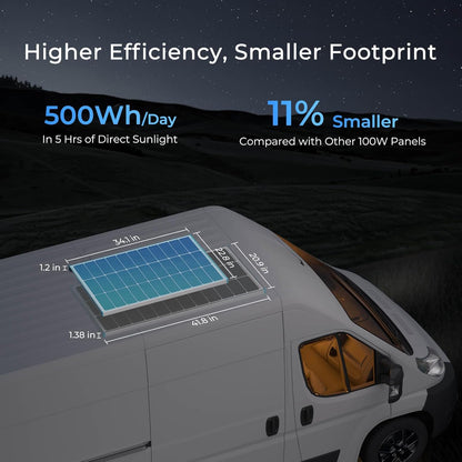 Renogy N-type 16BB 100W zonnepaneel, 12V 100 Watt zonnepaneel 25% hoog rendement, PV-module oplader voor RV Marine Rooftop Farm Accu en andere off-grid toepassingen