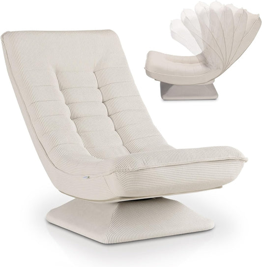 Relaxstoel – Fauteuil – Lounge Stoel – Zitzak – Leunstoel – Beige – Ergonomisch Design – 360° Draaibaar & Inklapbaar